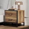 thumbnail image 1 of Dextrus Nightstand End Side Table with 2 Drawers and Metal Frame for Bedroom Living Room, Brown and Black, 1 of 8