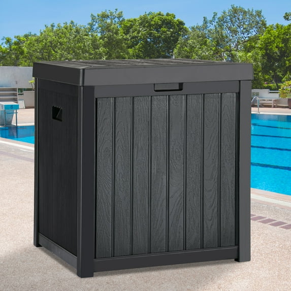 Dextrus Outdoor 51 Gallon Resin Deck Box, Black