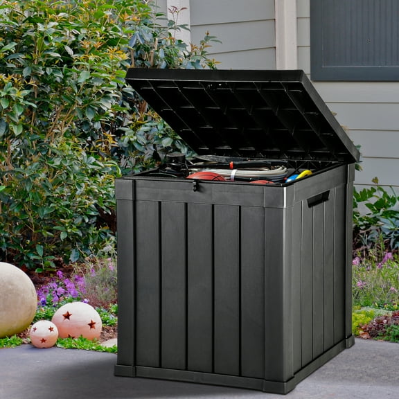 Dextrus Outdoor 51 Gallon Resin Deck Box, Black
