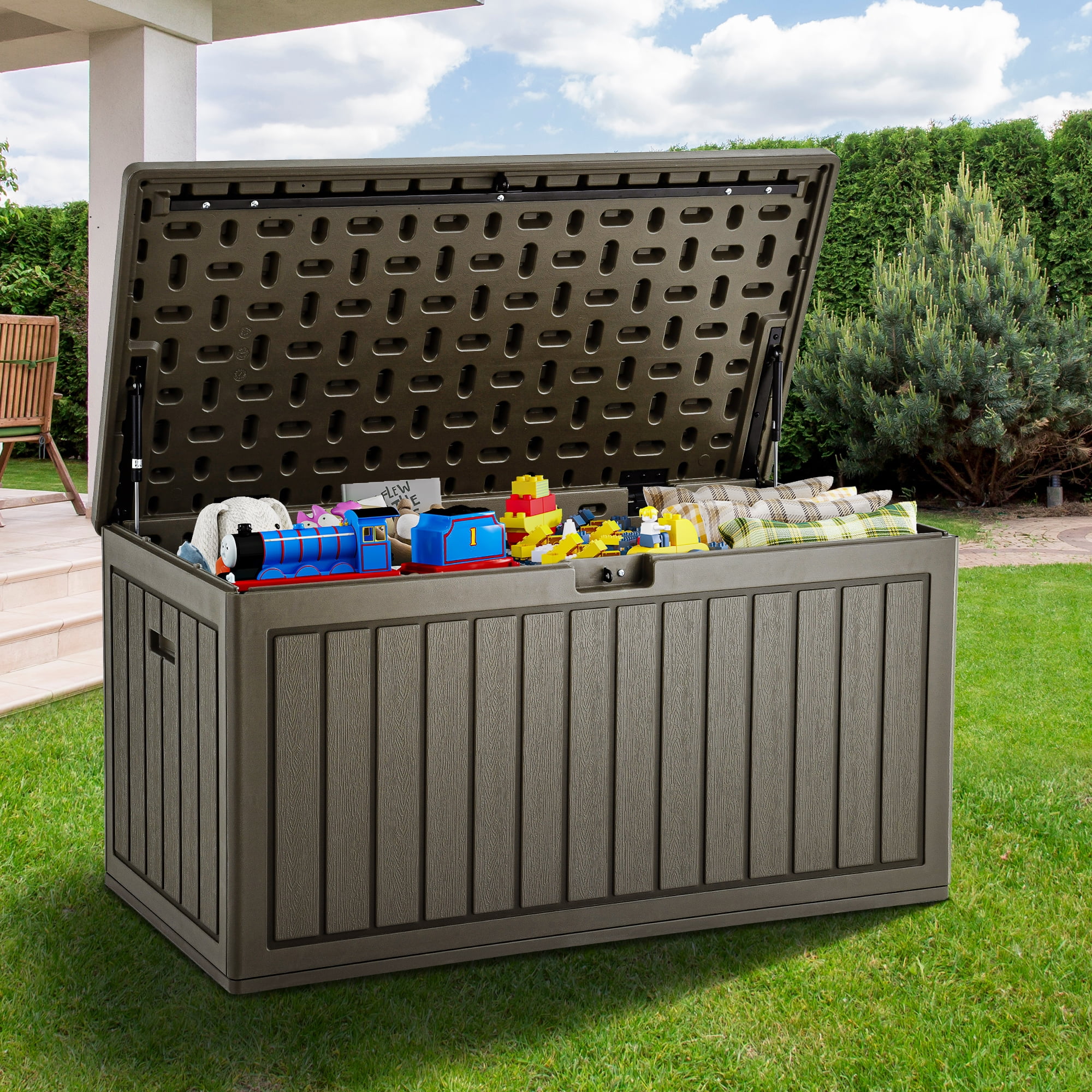 Dextrus 90 Gallon Deck Storage Box, Waterproof, Lockable, For