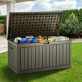 thumbnail image 1 of Dextrus Outdoor 90 Gallon Lockable Deck Box, Light Brown, 1 of 5