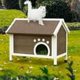 thumbnail image 1 of Dextrus Outdoor Cat House ,35.4" Weatherproof Outdoor Cat Shelter with All Round Foam, Brown, 1 of 8