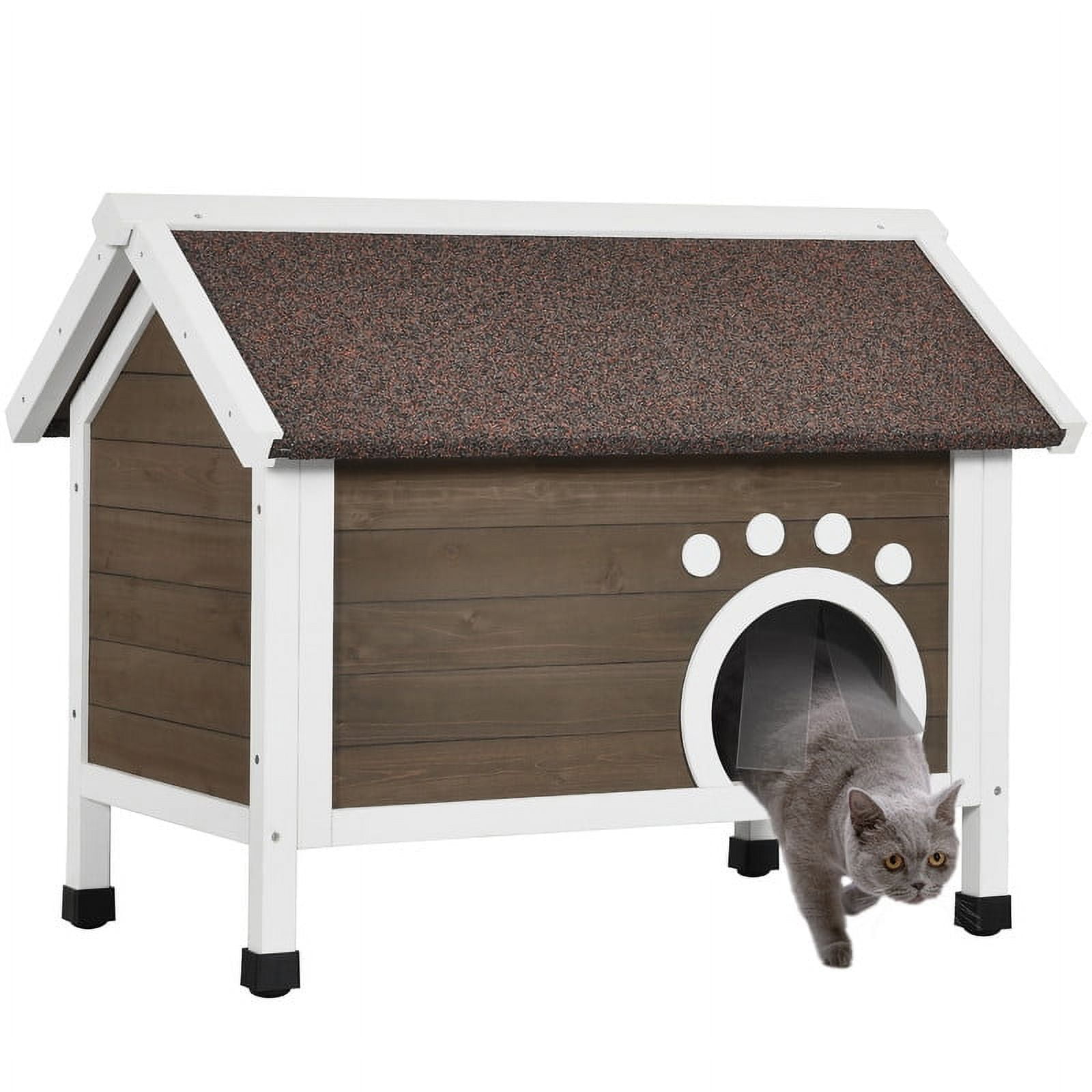 GDLF Outdoor Cat House Feral 100% Insulated Foam Weatherproof Solid Wood,  Large 