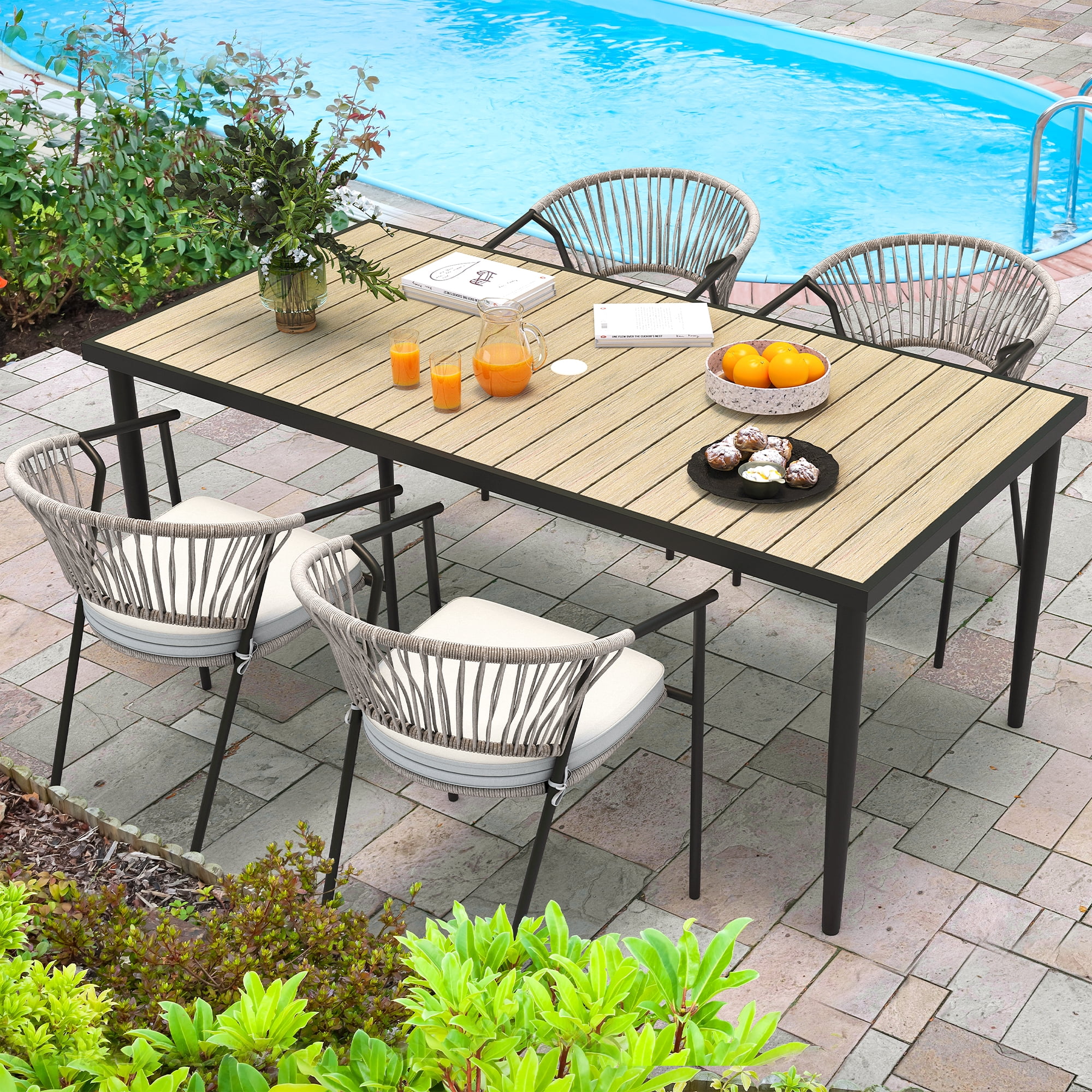 Dextrus Outdoor Dining Chairs Table Set, 5 Pieces Patio Furniture Set
