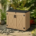thumbnail image 1 of Dextrus Outdoor Horizontal Storage Shed with X-Shaped Lockable Door, 35 Cu Ft Weather Resistant Resin Tool Shed, 1 of 5
