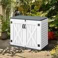 thumbnail image 1 of Dextrus Outdoor Horizontal Storage Shed with X-Shaped Lockable Door, 35 Cu Ft Weather Resistant Resin Tool Shed, 1 of 5