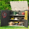 thumbnail image 1 of Dextrus Outdoor Horizontal Storage Sheds, Weather Resistant Resin Tool Shed, Multi-Opening Door for Easy Storage of Bike, Trash Cans, Garden Tools, Lawn Mowers, 35 Cu ft, 1 of 5