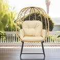 thumbnail image 1 of Dextrus Outdoor & Indoor Egg Chair with Stand, Wicker Rattan Lounge Chair, Cushion & Ottoman, Beige, 1 of 5