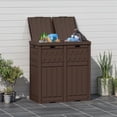 thumbnail image 1 of Dextrus 76 Gal Resin Outdoor Garbage Bin, Dual Can Design, Tiered Lid & Drip Tray, Dark Brown, 1 of 10