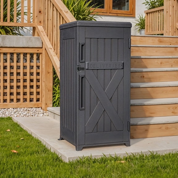 Dextrus 60 Gallon Large Package Delivery and Storage Box with Lockable Secure, Double-Wall Resin Outdoor Package Delivery and Waterproof Deck Box for Porch, Curbside, 8.5 Cubic feet, Gray