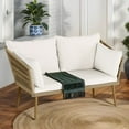 thumbnail image 1 of Dextrus Outdoor Patio Loveseat, All-Weather Rattan 2 Seater Sofa with Cushions & Lumbar Pillows - Beige, 1 of 10
