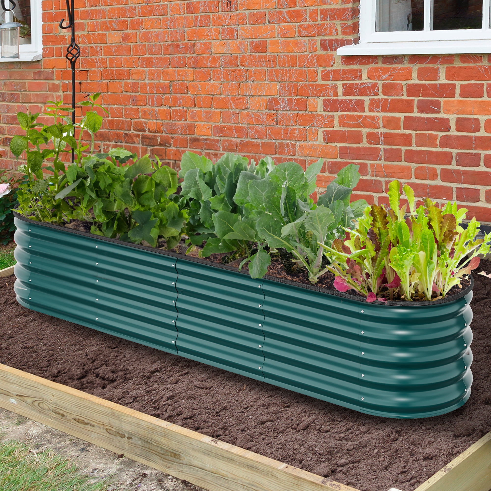 Dextrus Elevated Outdoor Garden Bed Kit Galvanized Metal Planter Box 