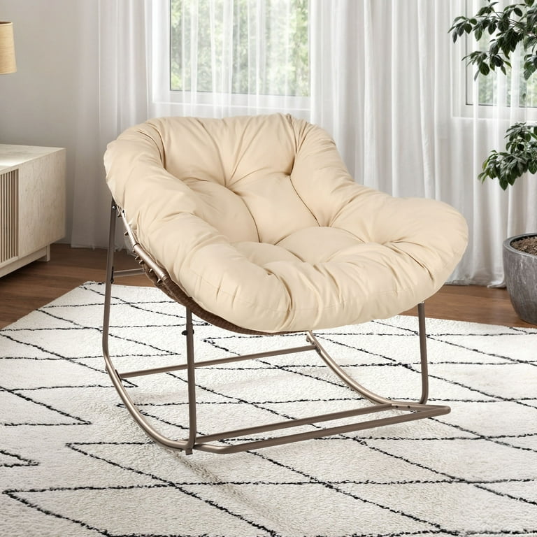 Dextrus Outdoor Rocking Papasan Chair, Oversized Saucer Chair with