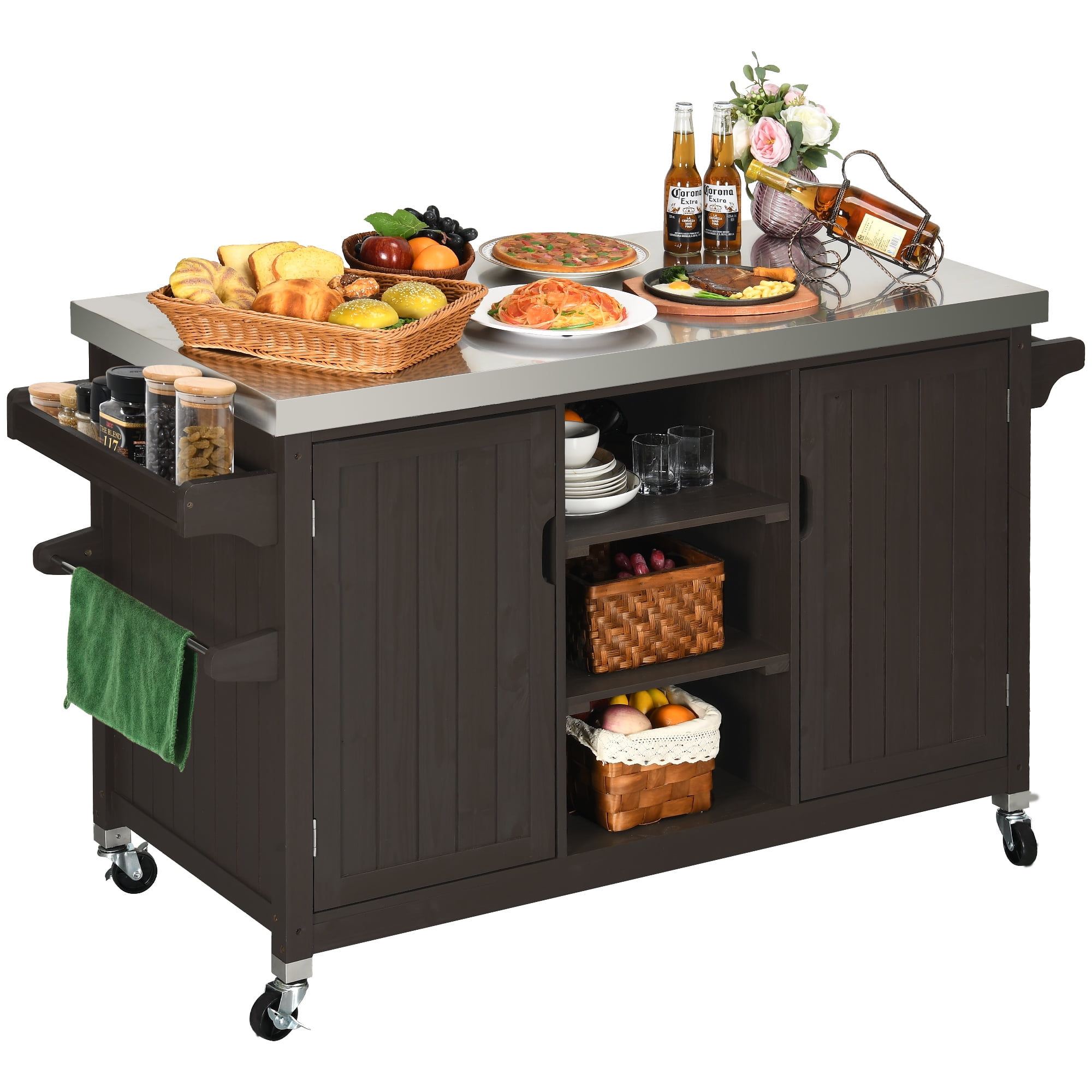 Dextrus Outdoor Storage Cabinet - Versatile Movable Outdoor Grill Cart with Stainless Steel Top