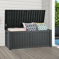 thumbnail image 1 of Dextrus Outdoor Storage Deck Box 120 Gallon - Large Resin Patio Storage for Outdoor Pillows, Garden Tools and Pool Supplies - Waterproof and Lockable (Dark Grey), 1 of 6