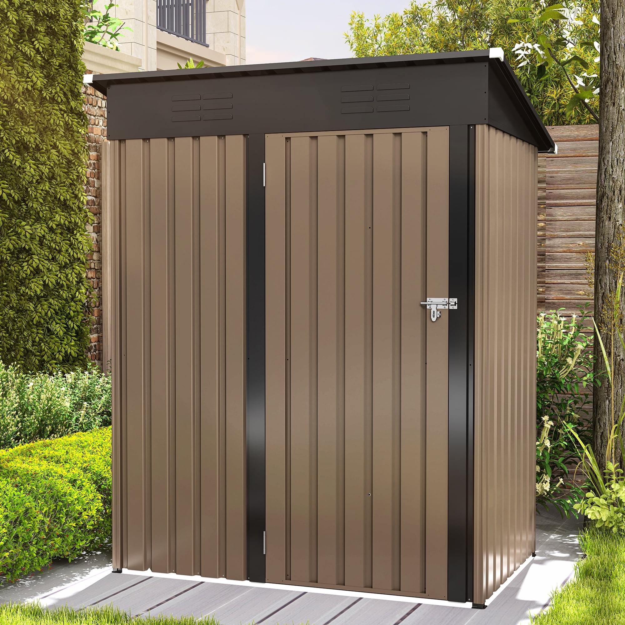 Dextrus Outdoor Storage Shed 5 x 3 FT,Metal Tool Sheds Storage House