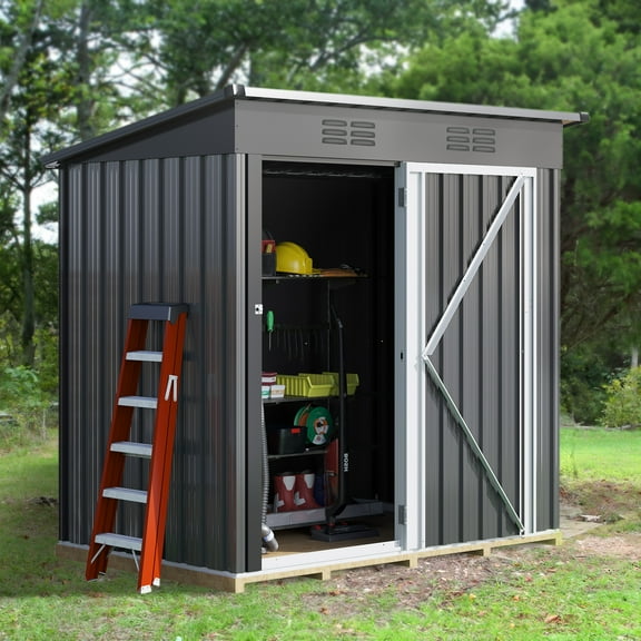Dextrus Outdoor Storage Shed 5x3FT, Heavy Duty Metal Tool Sheds Storage House with Single Lockable Door & Air Vent for Garden, Patio, Lawn to Store Bikes, Trash Bins, Tools, Lawnmowers