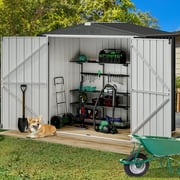 Dextrus Outdoor Storage Shed, 6.4' x 4' Large Metal Tool Sheds, Heavy Duty Storage House with Lockable Doors & Air Vent