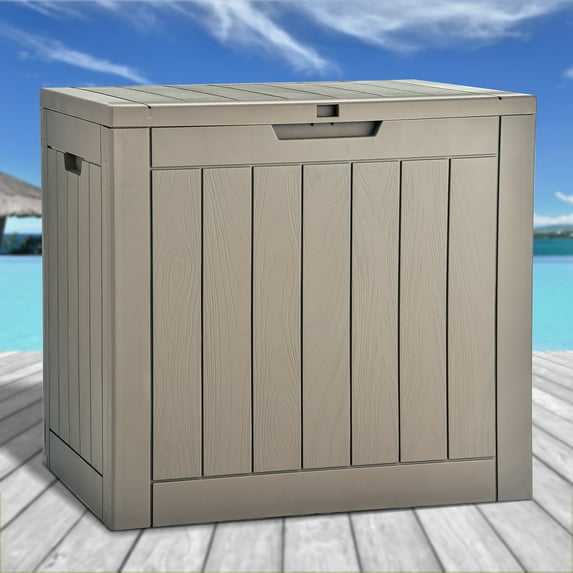Dextrus Outdoor Weatherproof 30 Gallon Resin Deck Box, Brown – Ideal for Patio, Garden, and Poolside Storage
