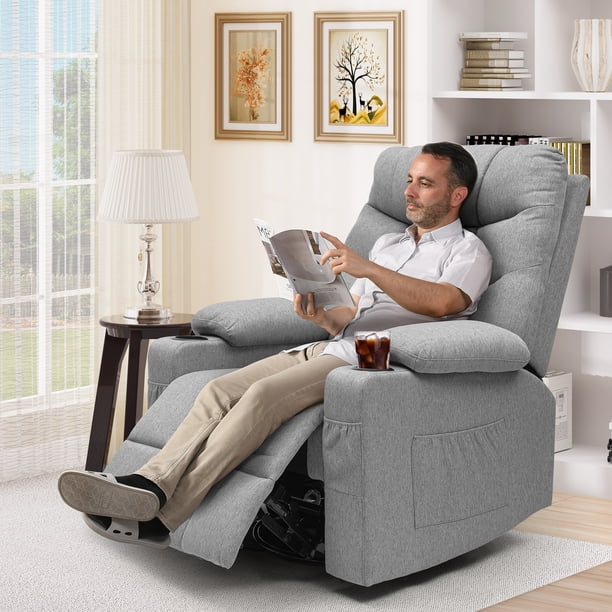 Dextrus Oversized Recliner for Big and Tall Seniors, 270° Swivel Rocker
