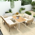 thumbnail image 1 of Dextrus Patio Furniture Wicker Outdoor Bistro Set, All-Weather Rattan Conversation Loveseat Sofa Chairs and Rectangle Table with Umbrella Hole - Beige, 1 of 13