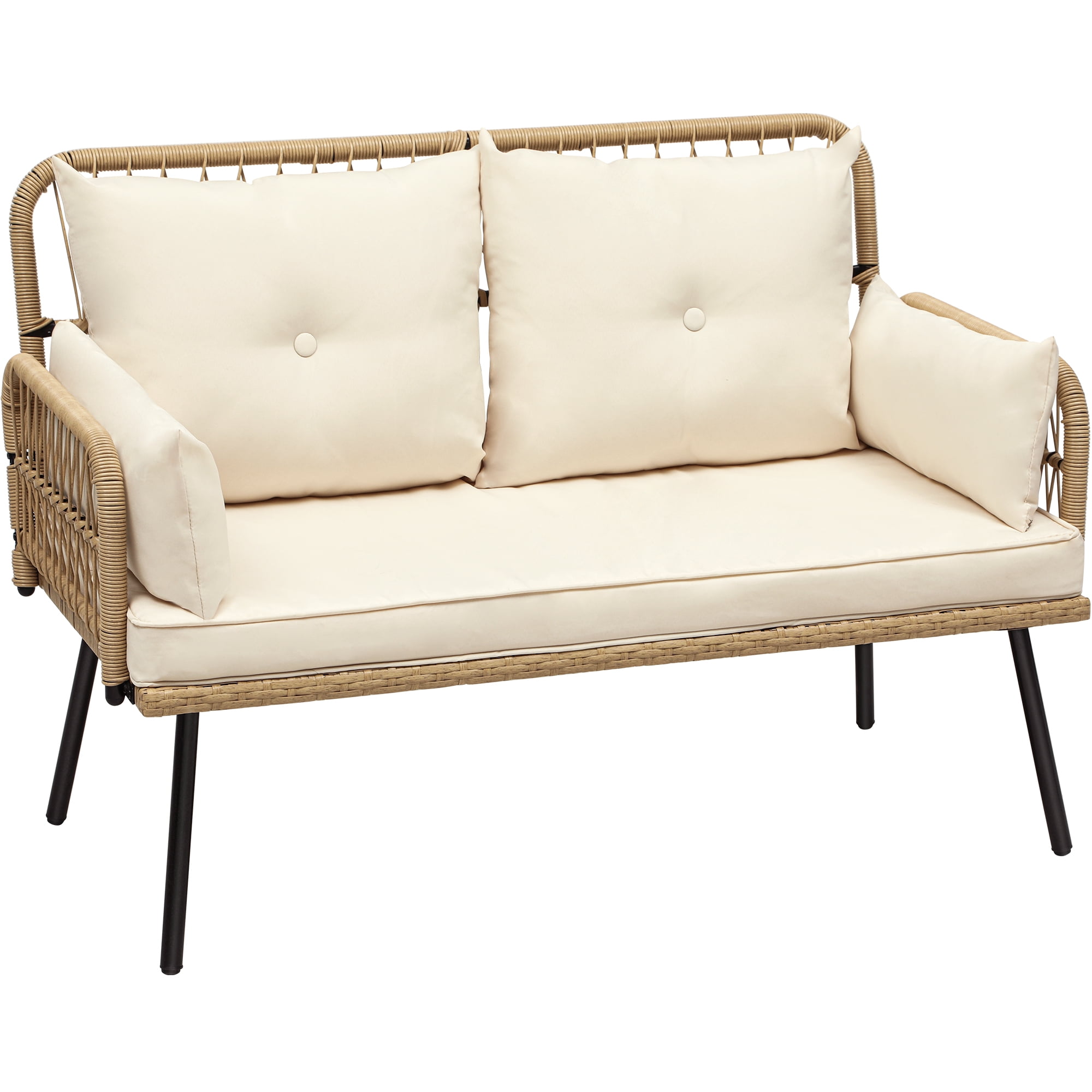 Dextrus Patio Furniture Wicker Outdoor Loveseat, AllWeather Rattan