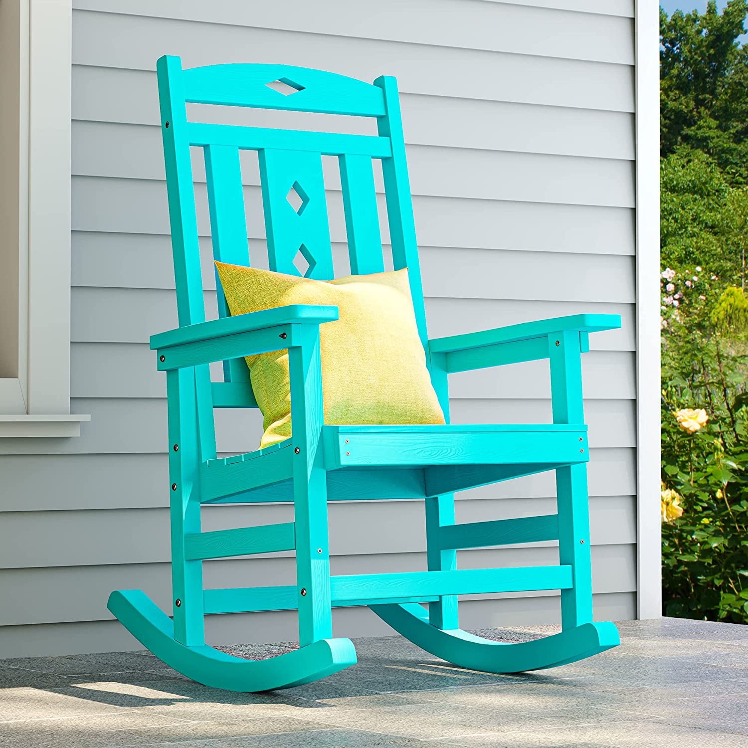 Dextrus Patio Rocking Chair, Weather Resistant Plastic Outdoor Indoor ...