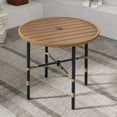thumbnail image 1 of Dextrus Patio Round Dining Table with 2.2" Umbrella Hole,Plastic Wood Tabletop - Beige, 1 of 4