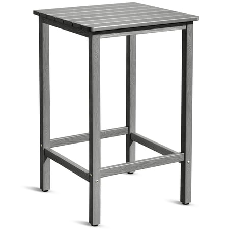 Dextrus Patio Side Table, 24"D x 24"W x 37.4"H Pub Bar Height Table for Adirondack Chair - Gray