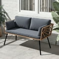 thumbnail image 1 of Dextrus Patio Sofa, Wicker Outdoor Loveseat, All-Weather Wicker Rattan Conversation Chairs with Cushions & Lumbar Pillows - Gray, 1 of 8