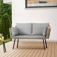 thumbnail image 1 of Dextrus Patio Sofa and Loveseat, Boho All-Weather Wicker Rattan Conversation Chairs with Cushions & Lumbar Pillows - Gray, 1 of 10