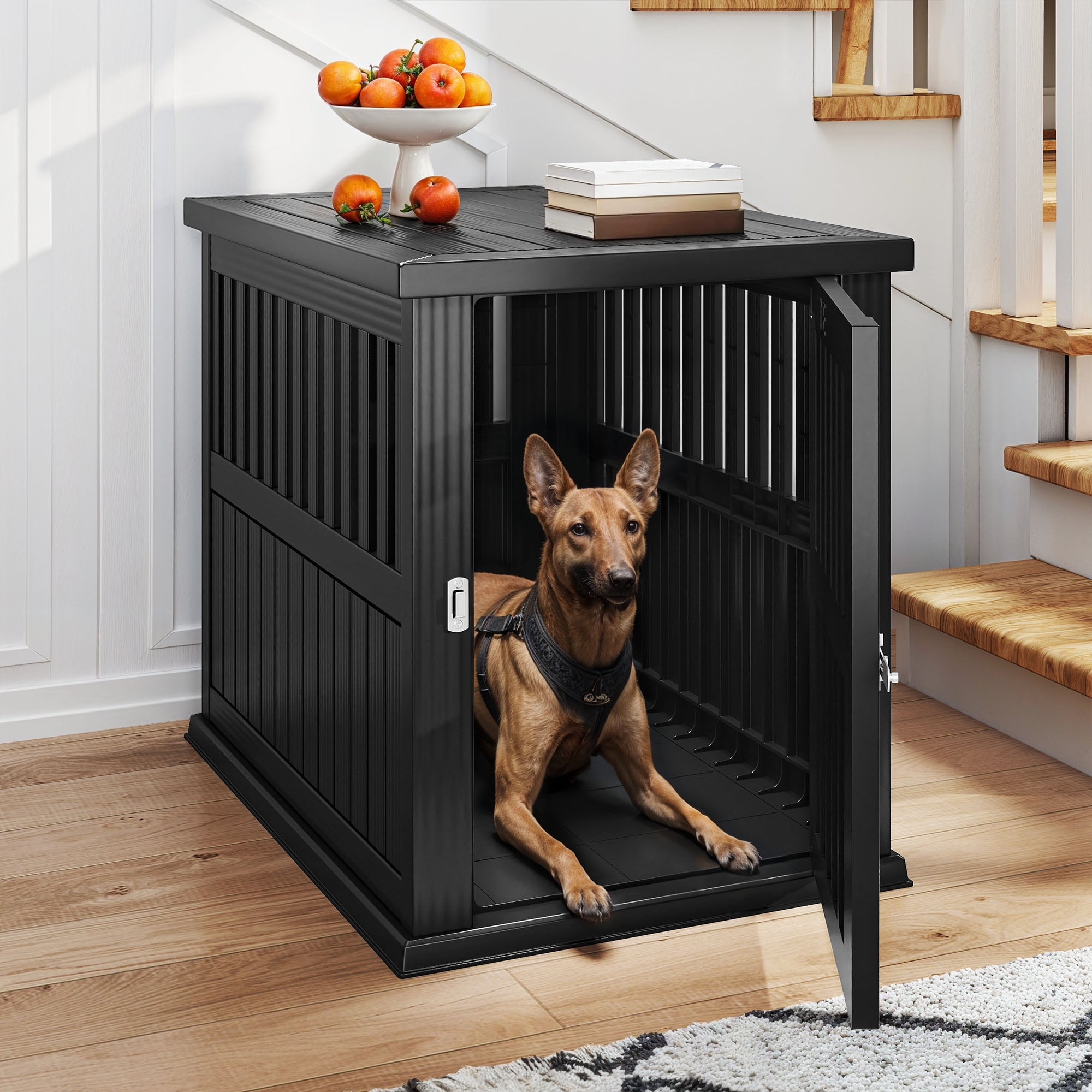 Dextrus Pet Dog Crate Furniture End Table,Waterproof Indoor Kennel for Small to Medium Dogs, Black