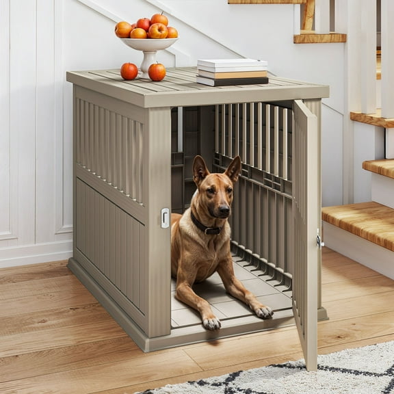 Dextrus Pet Dog Crate Furniture End Table,Waterproof Indoor Kennel for Small to Medium Dogs, Brown