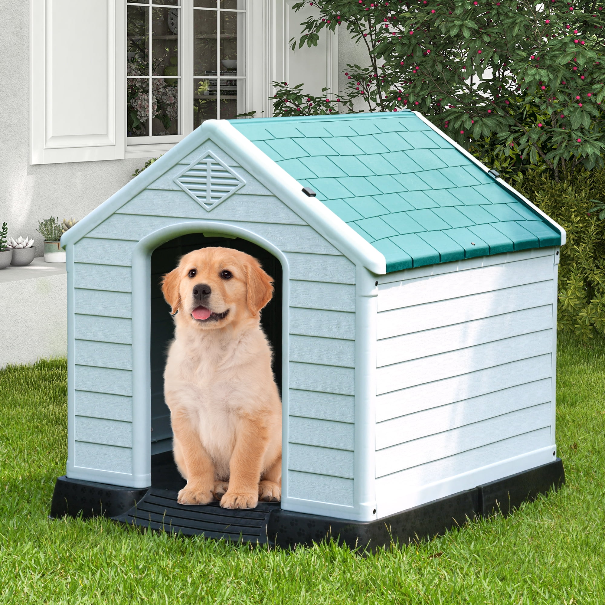 Dextrus Plastic Dog House,Outdoor Indoor Waterproof Dog Houses