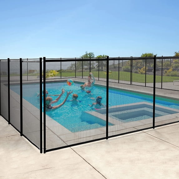Dextrus Pool Fence for Above Ground Pools 4 x 48FT Mesh Pool Safety Fence Outdoor Swimming Backyard Garden Pool Fencing, Black