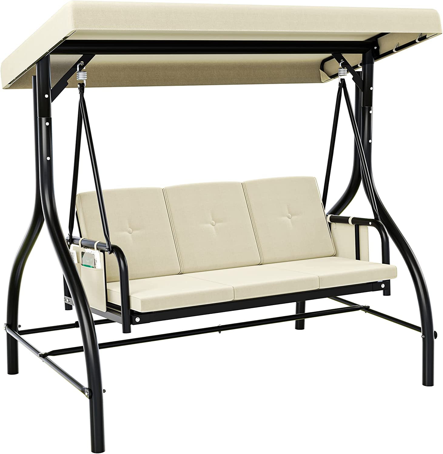 Dextrus Porch Swing Bed 3Seats Outdoor Patio Swing Heavy Duty Swing