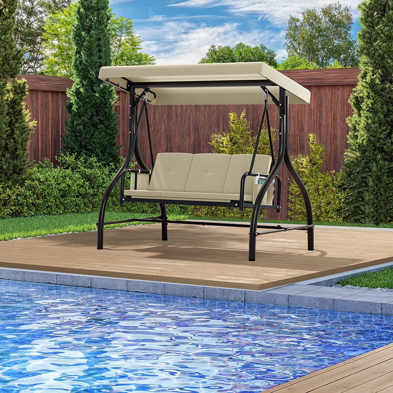 Heavy duty patio swing with canopy cheap