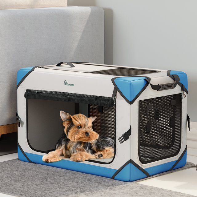 Dextrus Portable Dog Travel Crate, Large Collapsible Pet Carrier with 4