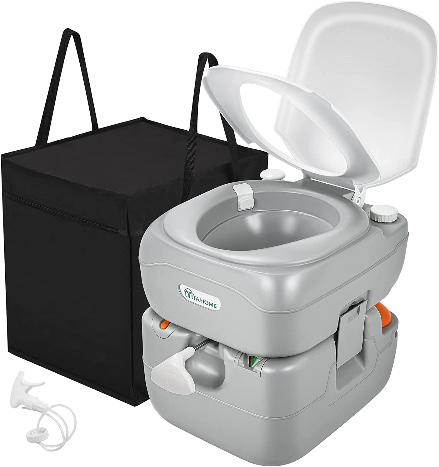 Dextrus Portable RV Toilet with Hand Sprayer ,5.8 Gallon Portable