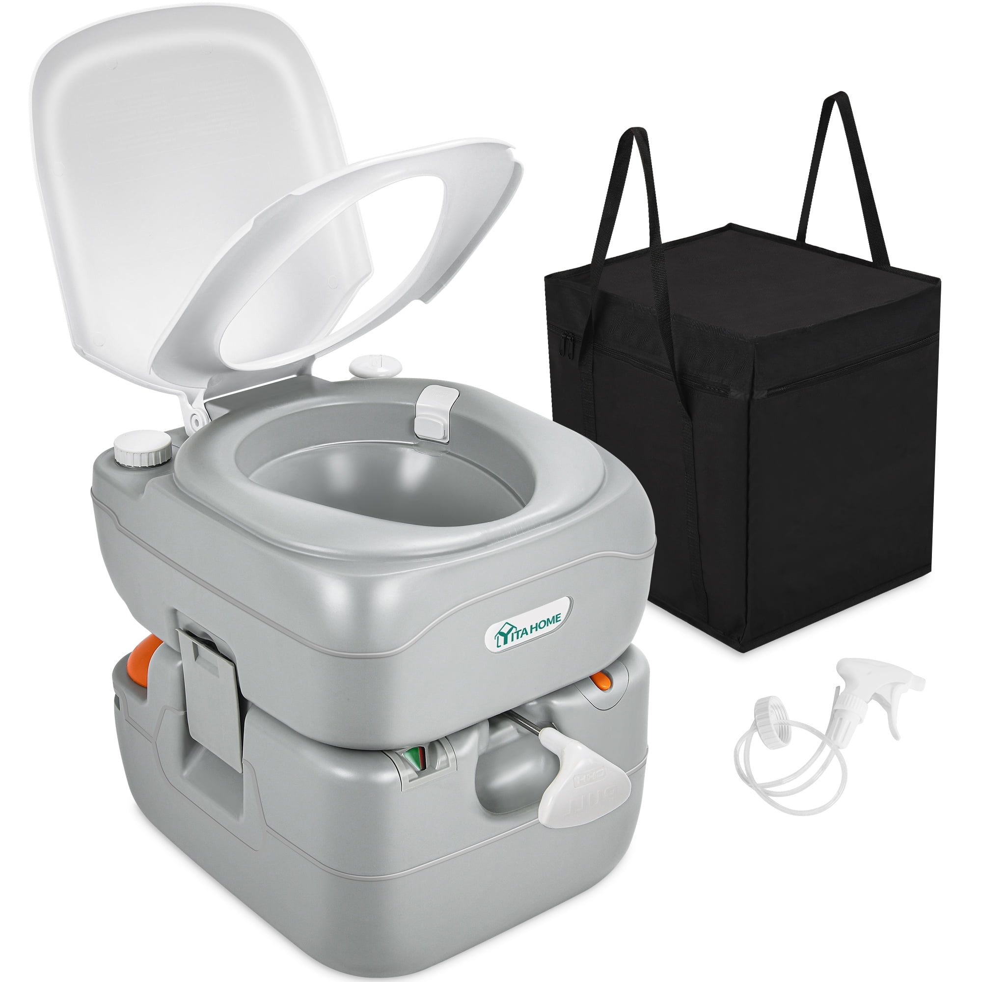 Dextrus Portable RV Toilet with Hand Sprayer ,5.8 Gallon Portable