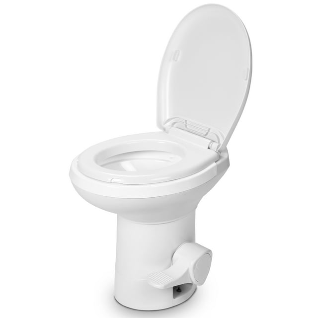 Dextrus Portable RV Toilet with Pedal Flush, Gravity Flush Toilet High Profile for Caravan