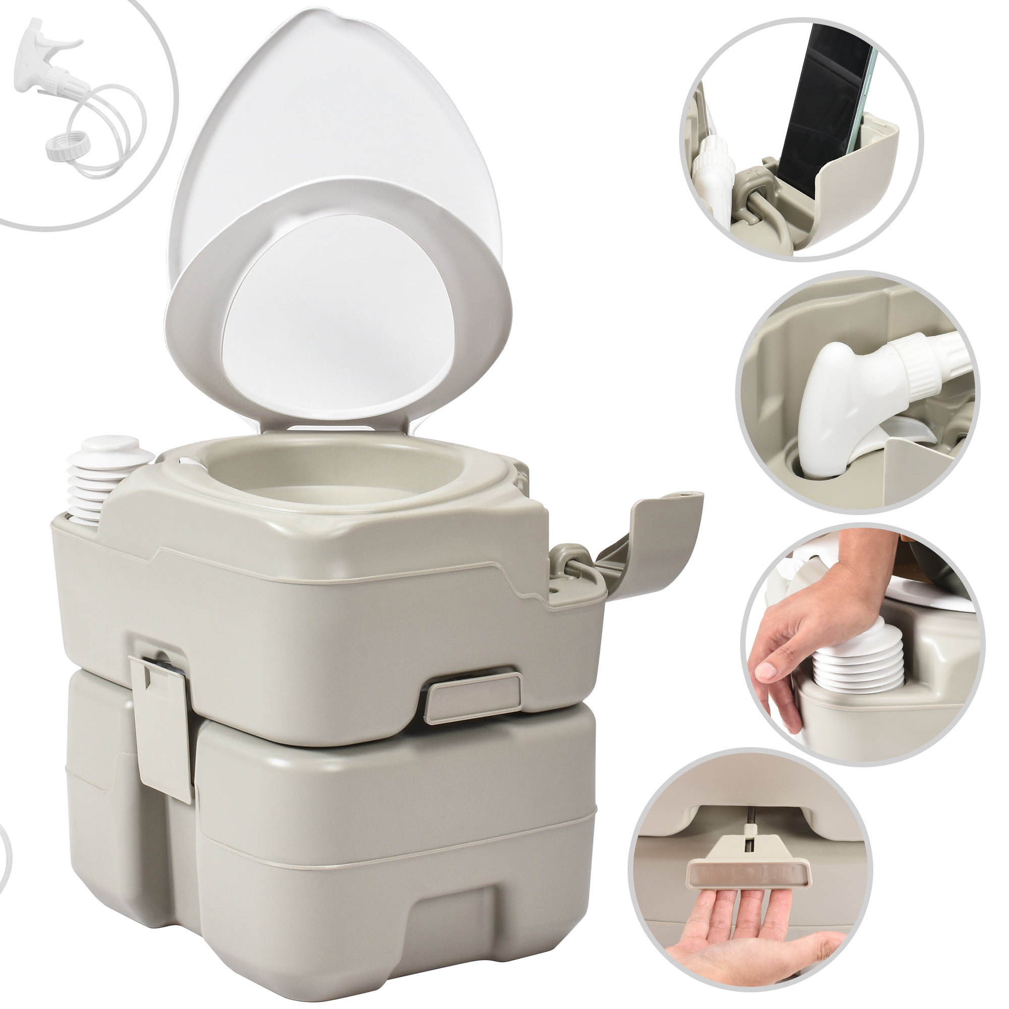 Dextrus Portable Toilet for Camping, 5.28 Gallon Porta RV Potty,RV