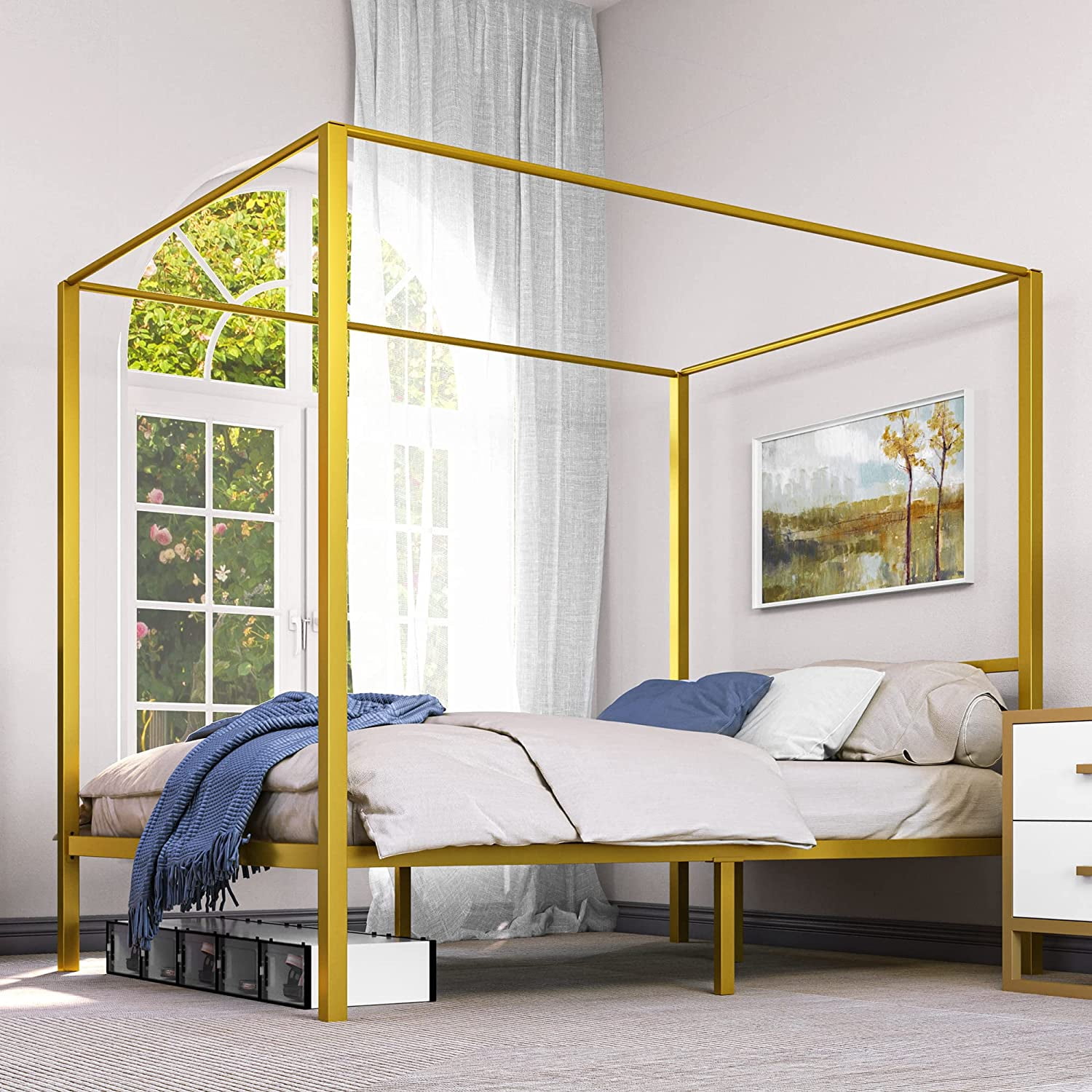 Gold poster bed frame discount