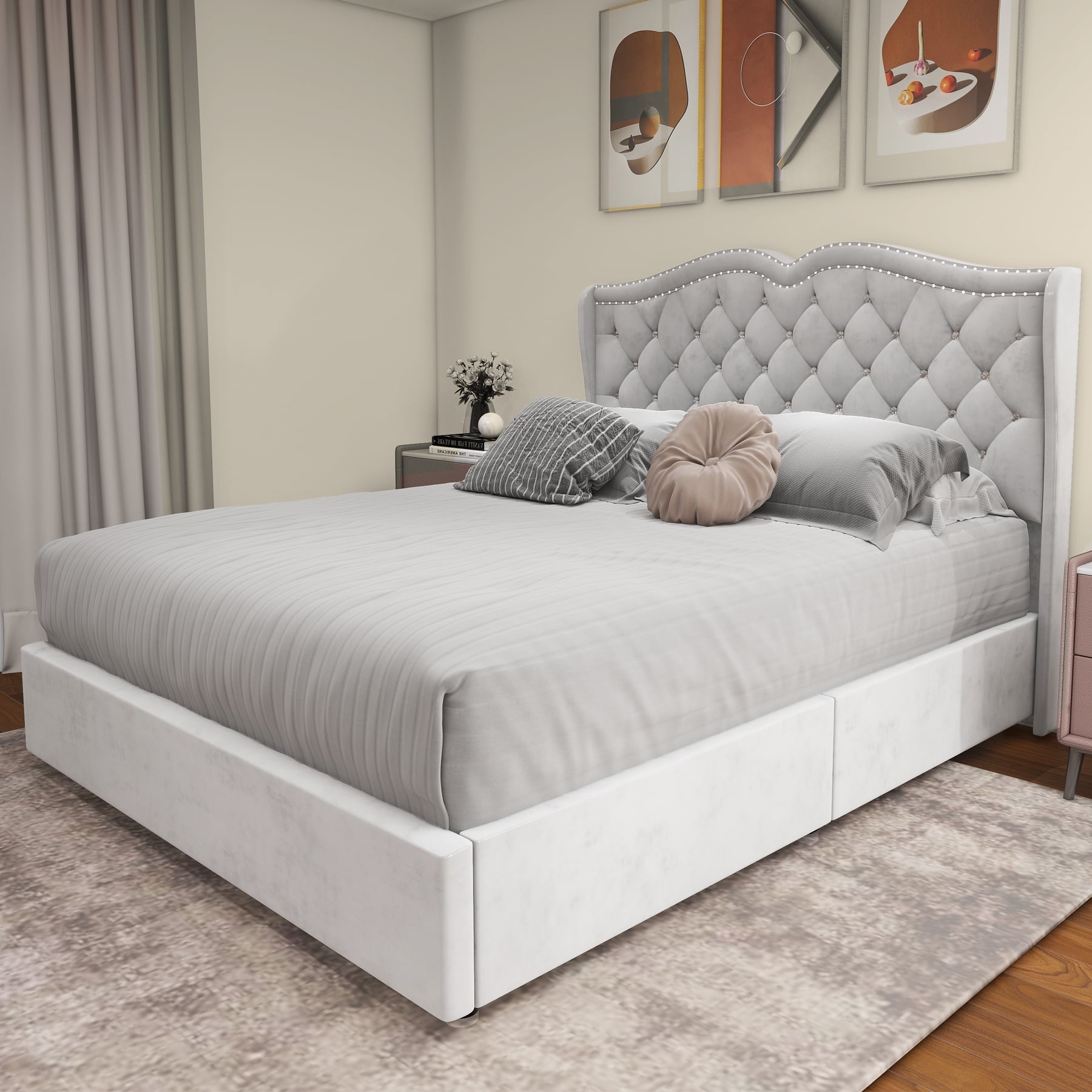 Dextrus Lift Up Metal Storage Platform Bed Frame, Queen - Walmart.com