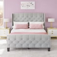 thumbnail image 1 of Dextrus Bed Frame Queen Size, Platform Bed with Velvet Headboard & Footboard, Wingback Upholstered Bed Frame Mattress Foundation, No Box Spring Needed, Grey, 1 of 7
