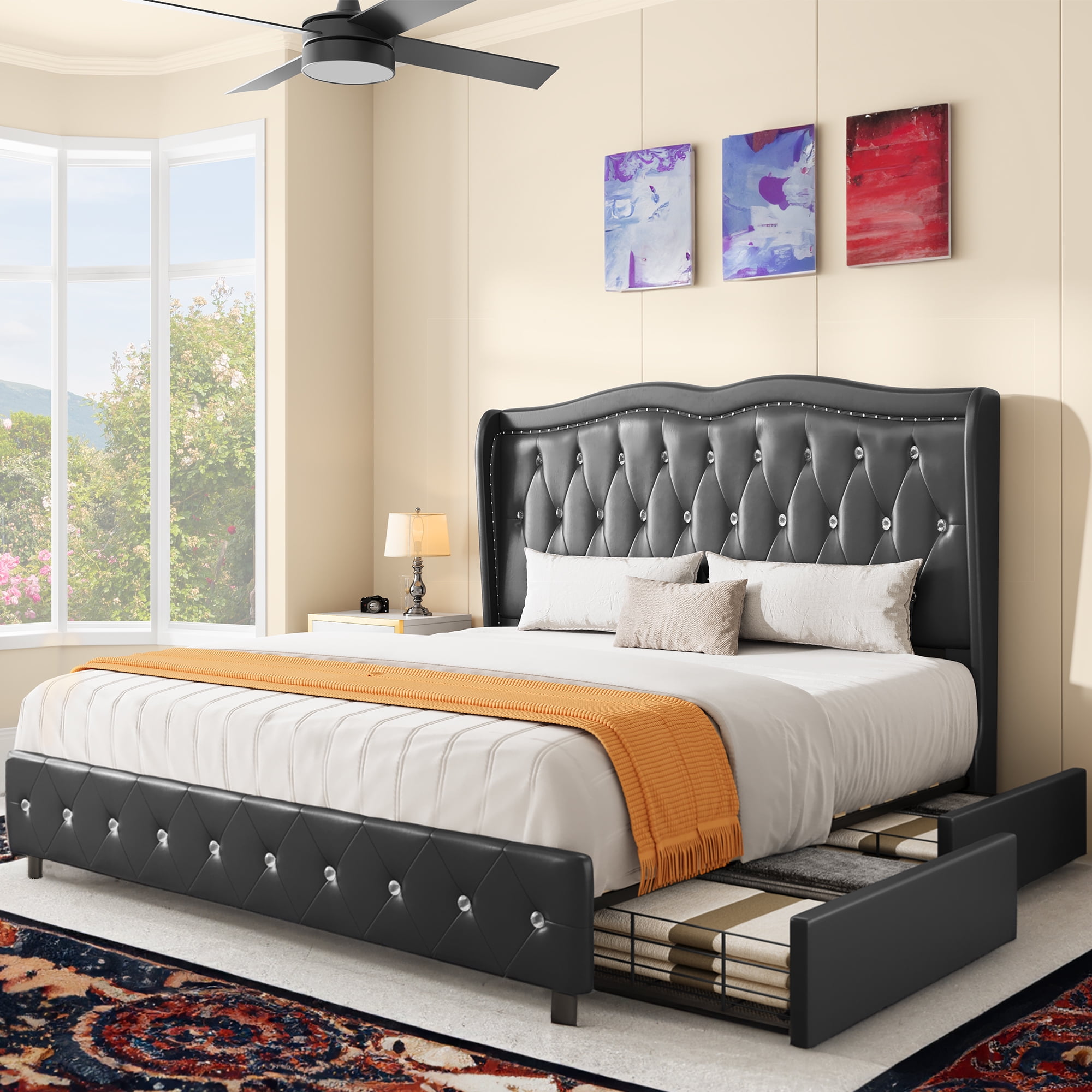 Dextrus Queen Size Storage Bed Frame - 4 Drawers, Platform Bed Frame ...