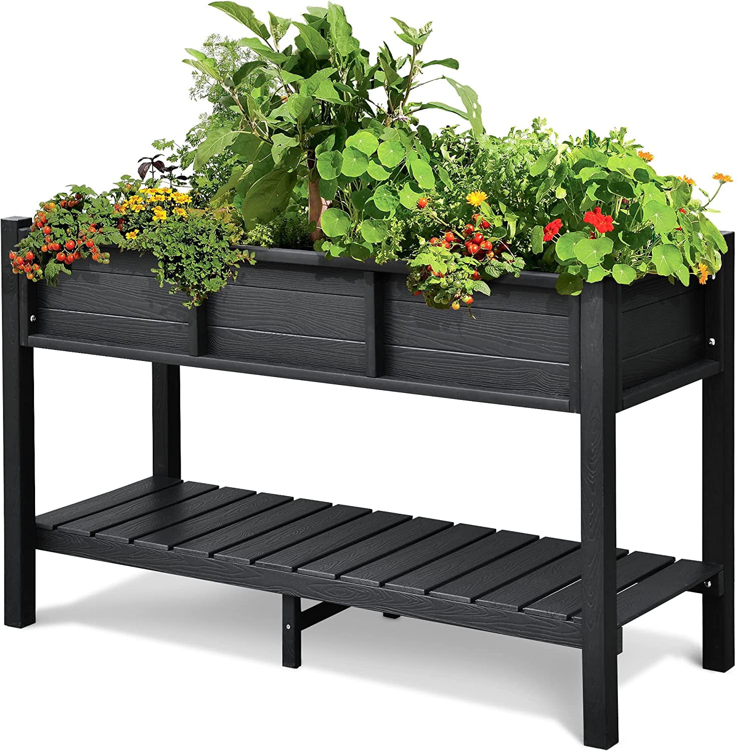 Dextrus Raised Garden Bed With Storage Shelf, Elevated Garden Bed for