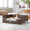 thumbnail image 1 of Dextrus Rattan Dog Bed with Cushion for Medium Small Dogs and Cats, Indoor Outdoor Pet Bed with Beige Cushion,24.8''L*19.7''W*9.8''H, 1 of 6