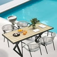 Dextrus Rectangular Patio Dining Table for 6-8, w/ Umbrella Hole Wood ...