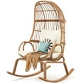 thumbnail image 1 of Dextrus Rocking Egg Chair, Wicker Outdoor Patio Lounge Chair, 440lb Capacity Rocking Basket Chair - Beige, 1 of 11
